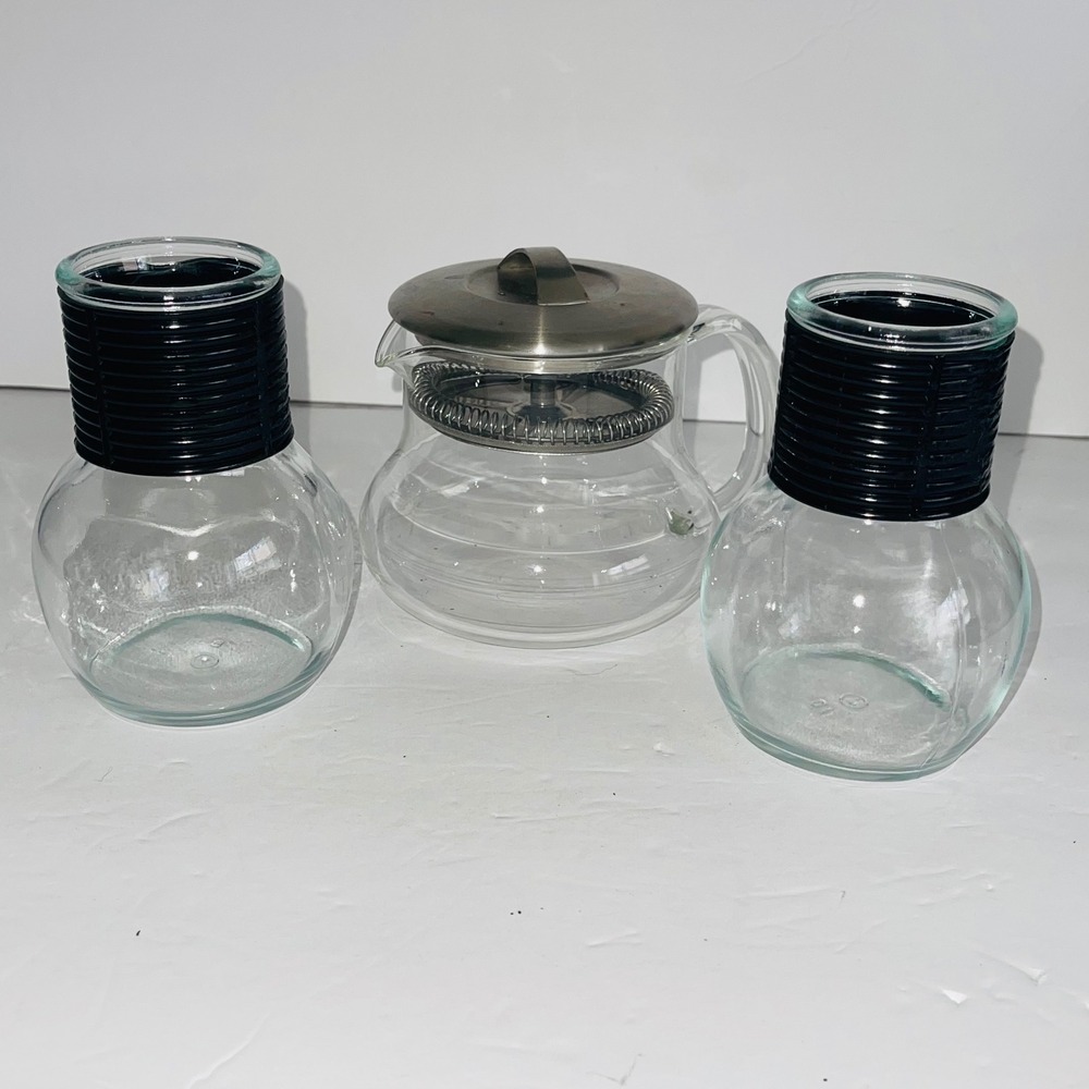 3-Piece Clear Glass Teapot & Matching Glass Cup Set with Stainless Steel Infuser